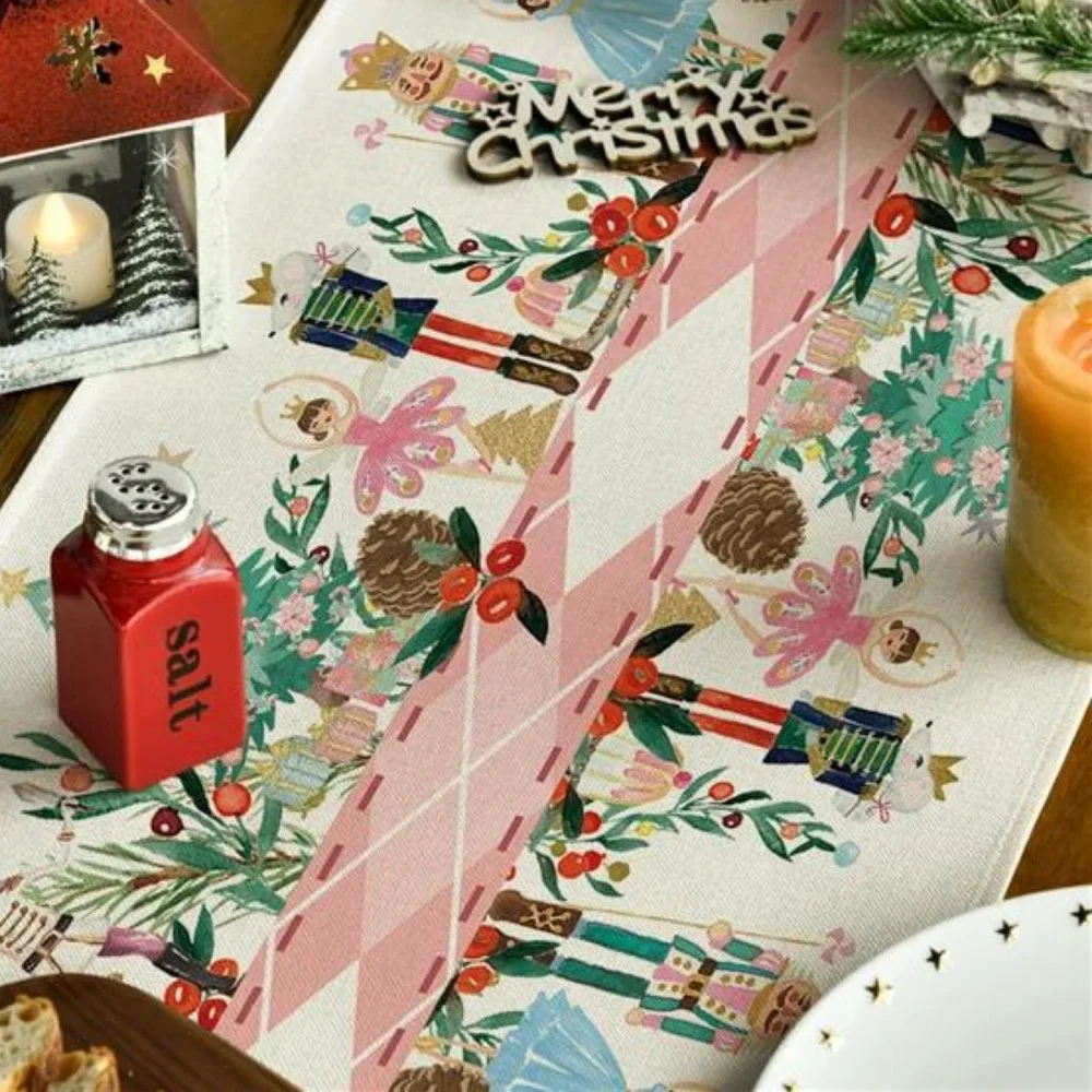 Nutcracker Table Runner Christmas Decor Holiday Decoration Decorative Cloth 72